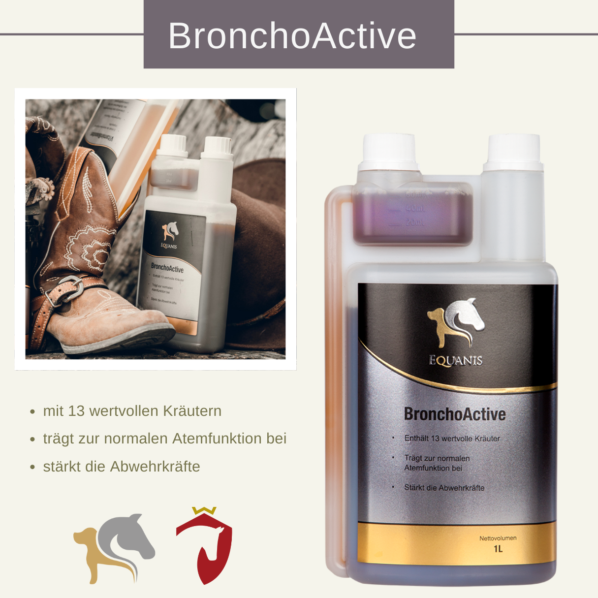 Set Equanis | Broncho Active | 2 x 1 Liter flüssig | Stärkt Immunsystem & lindert Husten + Mikrofasertuch