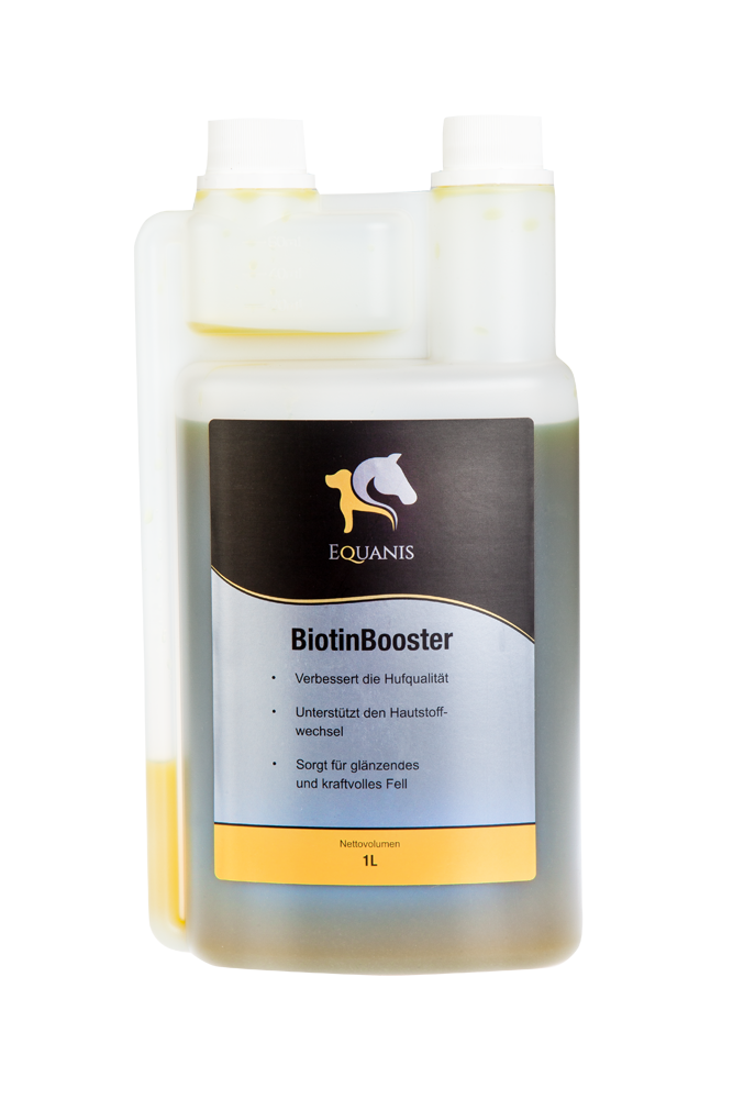 Set Equanis | Biotin Booster  | 2x 1 Liter flüssig | gute Hufe, besseres Fell & Haut + Tuch