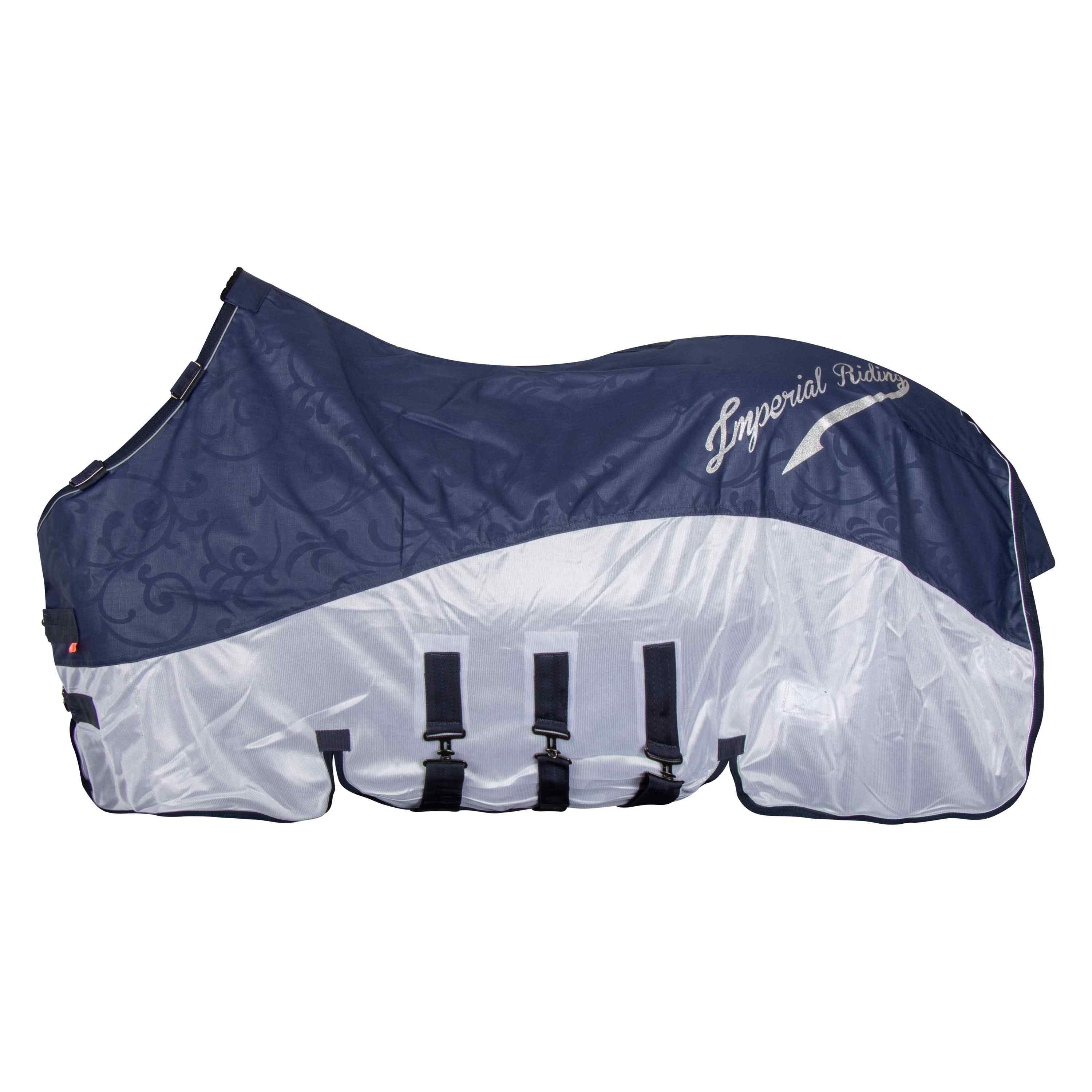 Imperial Riding | Set - Regen- & Fliegendecke Super Dry + Equipaso Mikrofasertuch Navy | 195