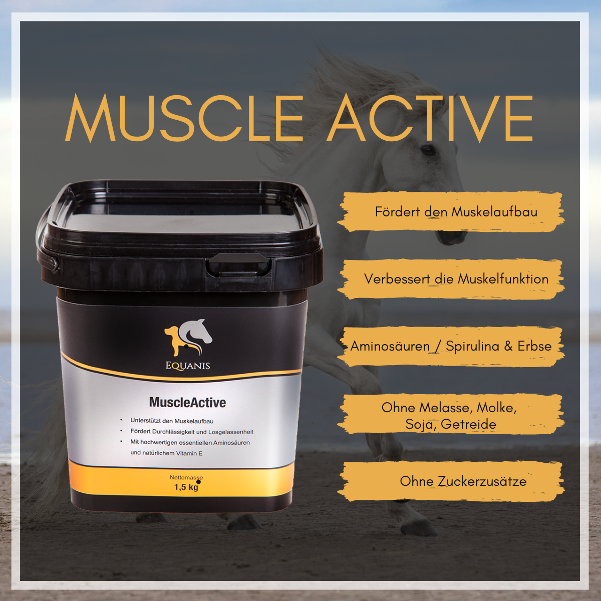 Set  Equanis | Muscle Active | 2x 1,5 kg Pellets | Optimaler Muskelaufbau, -erhaltung + Tuch